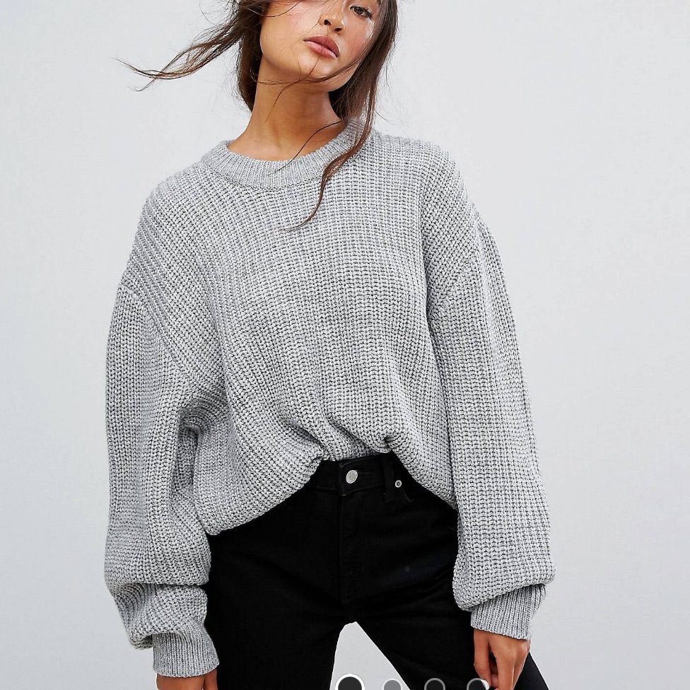 Weekday Gray Fisherman Oversized Knit Sweater